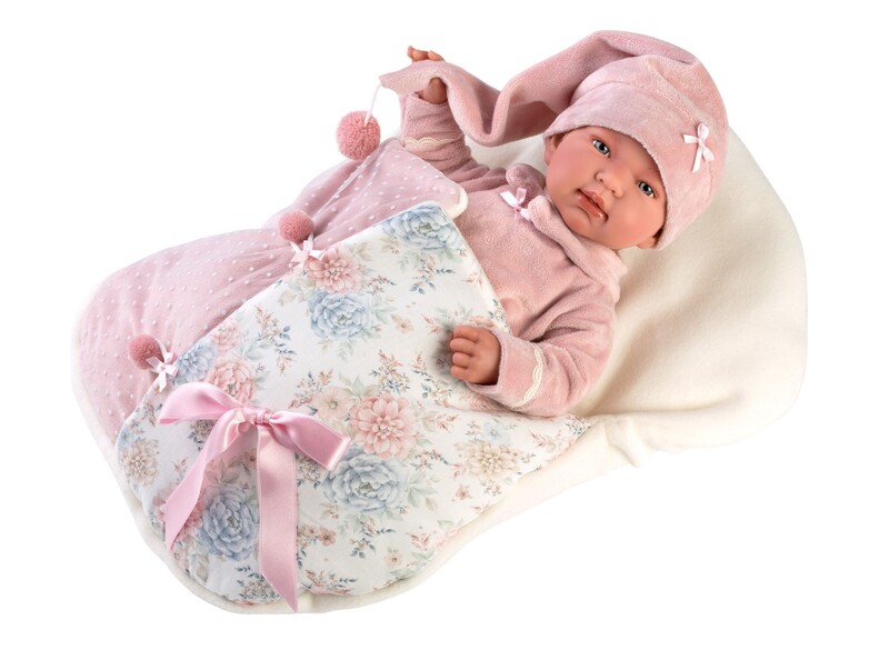 LLORENS - 84450 NEW BORN - realistická panenka miminko se zvukem a měkkým látkovým tělem 44cm