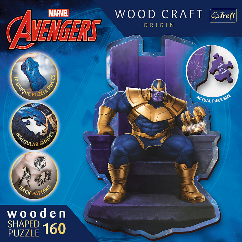 TREFL -  Dřevěné puzzle 160 dílků - Thanos na trůnu / Disney Marvel Heroes