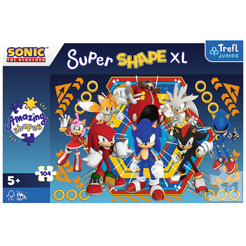 TREFL -  Puzzle 104 XL Super Shape - Sonicův svět / SEGA Sonic The Hedgehog FSC Mix 70%
