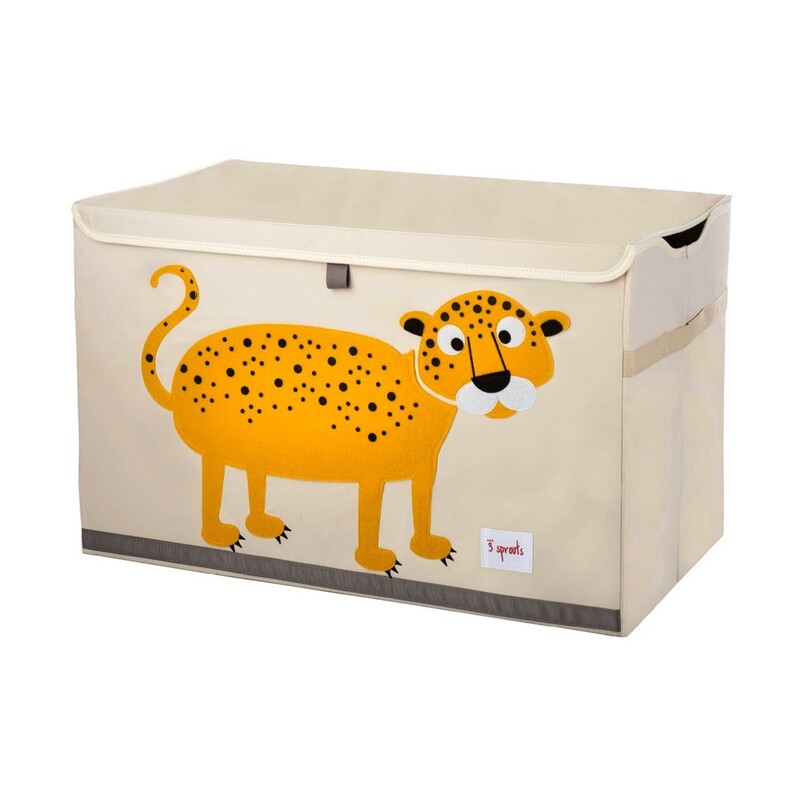 3 SPROUTS - Cufăr de jucării Leopard Orange