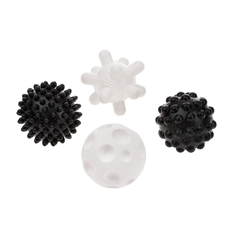 AKUKU - Sada senzorických hraček balónky 4ks 6 cm černobílé