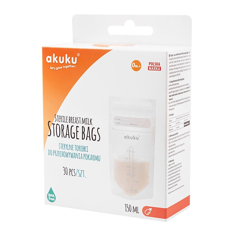 AKUKU - Sterilní sáčky pro skladování mléka a pokrmů 150ml 30ks