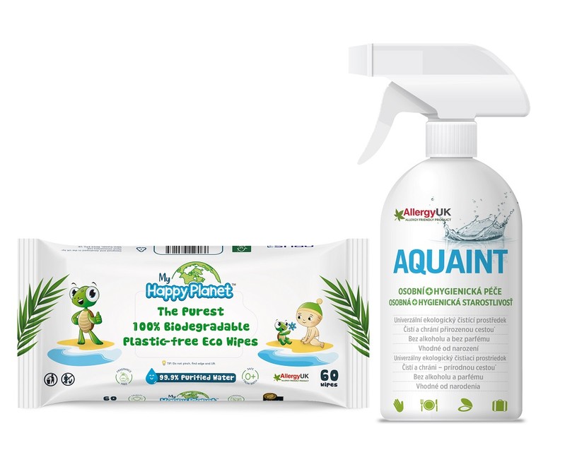 AQUAINT - Aquaint dárkový set 500 ml + ubrousky HAPPY PLANET