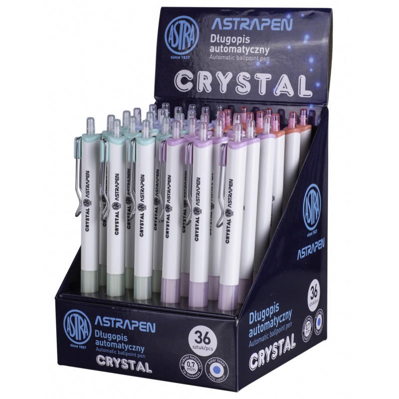 ASTRA - CRYSTAL, Kuličkové pero 0,7mm, modré, stojan, mix barev, 201120004