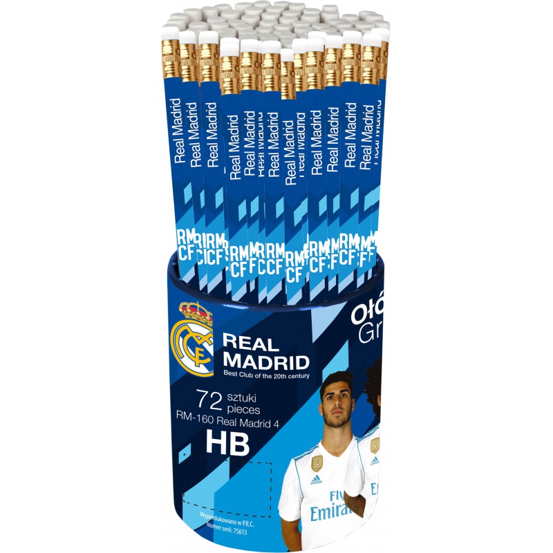 ASTRA - Obyčejná tužka HB s gumou REAL MADRID CF, stojan, RM-160, 206018005