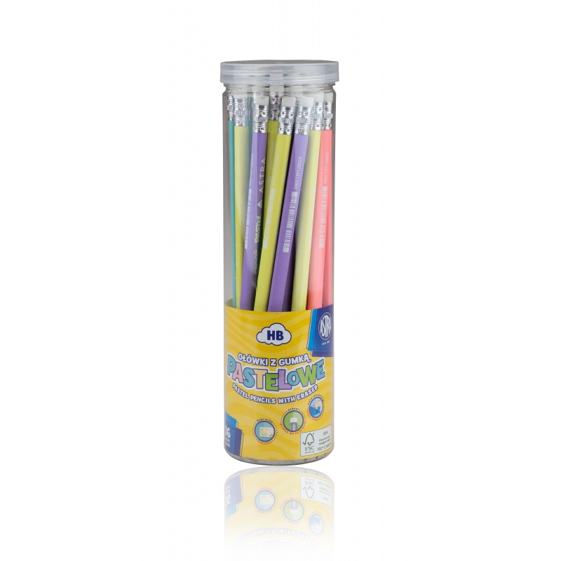 ASTRA - Pastel, obyčejná HB tužka s měřítkem a gumou, stojan, 206120006