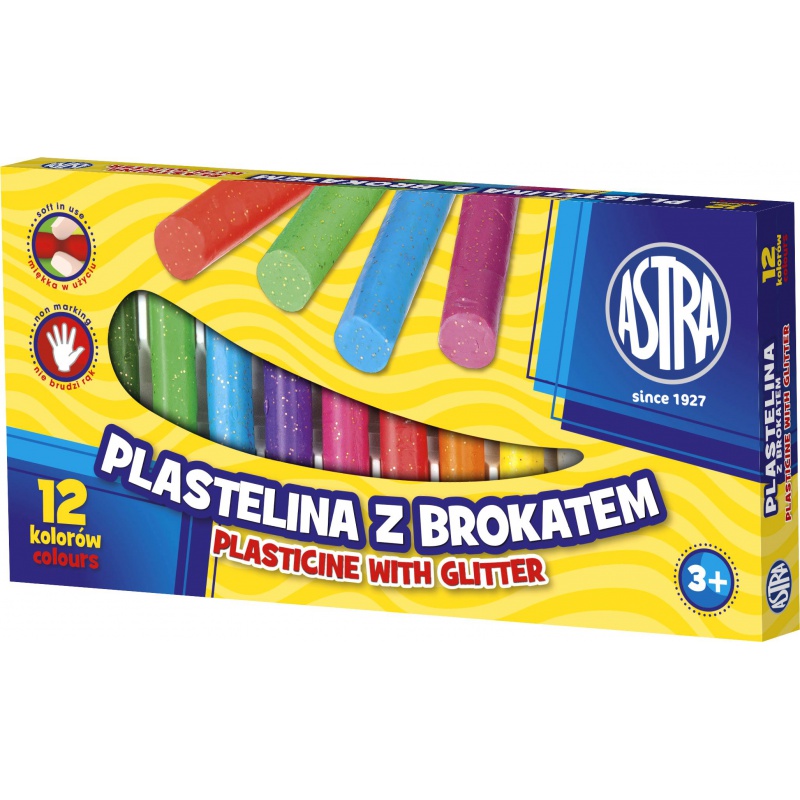 ASTRA - Plastelína s třpytkami 12 barev, 303107001