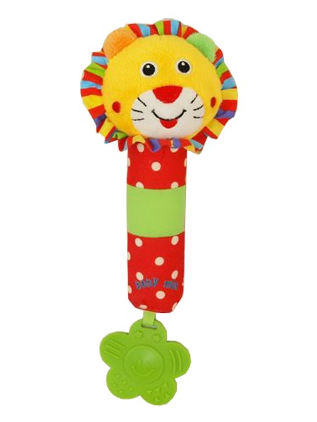 BABY MIX - Dětská pískací plyšová hračka s chrastítkem lev