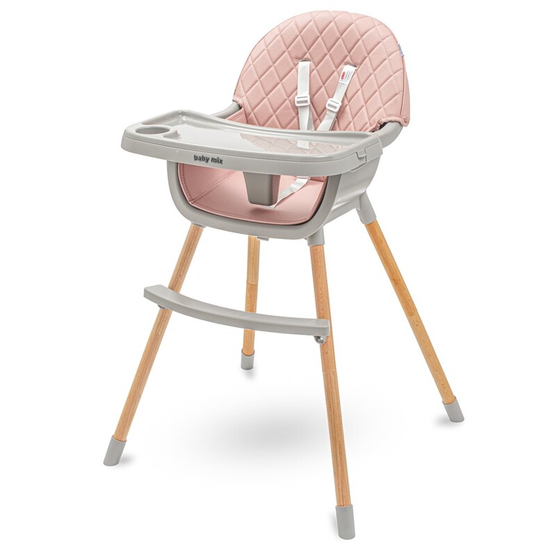 BABY MIX - Jídelní židlička Freja wooden dusty pink