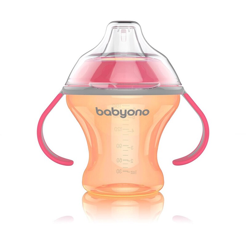 BABYONO - Netekoucí hrneček s měkkým náustkem 180 ml oranžový