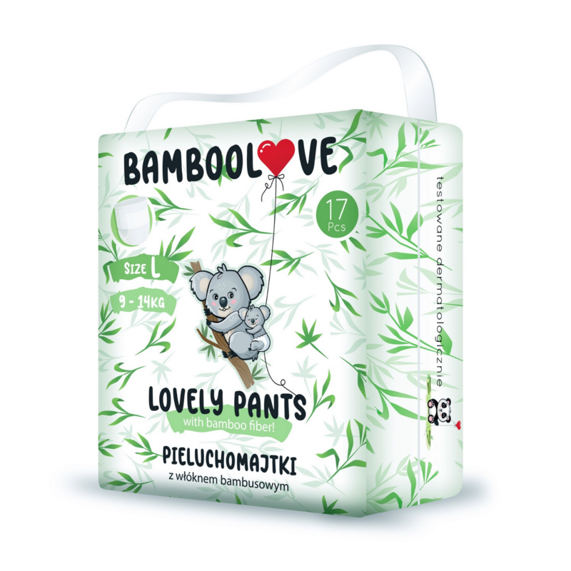 BAMBOOLOVE - Plenkové kalhotky jednorázové bambus vel. L 9-14 kg 17 ks