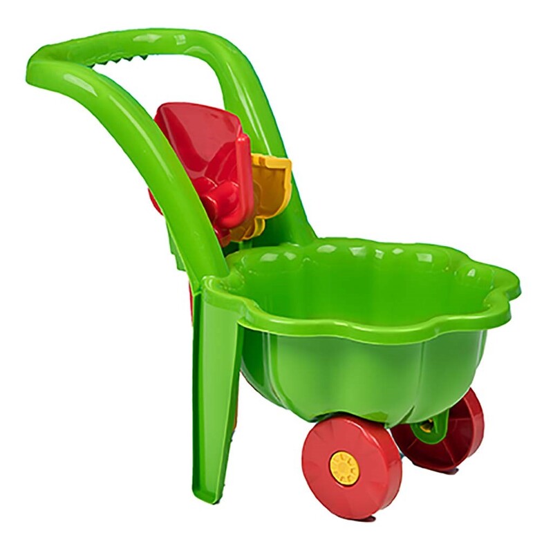 BAYO - Dětské zahradní kolečko s lopatkou a hráběmi Sedmikráska zelené