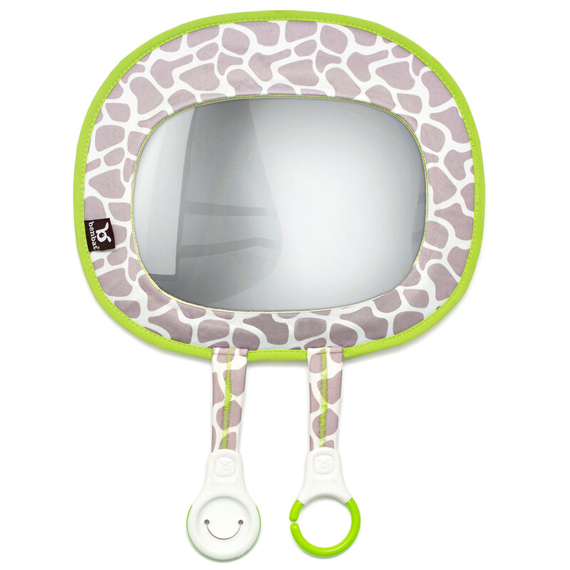 BENBAT - Zrcadlo dětské do auta s praktickými úchyty na hračky, žirafka 0m+