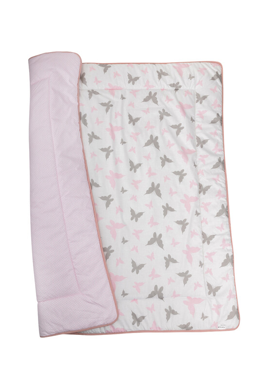 BOMIMI - HRACÍ deka 120x120, bavlna, oboustranná motýlci, růžová