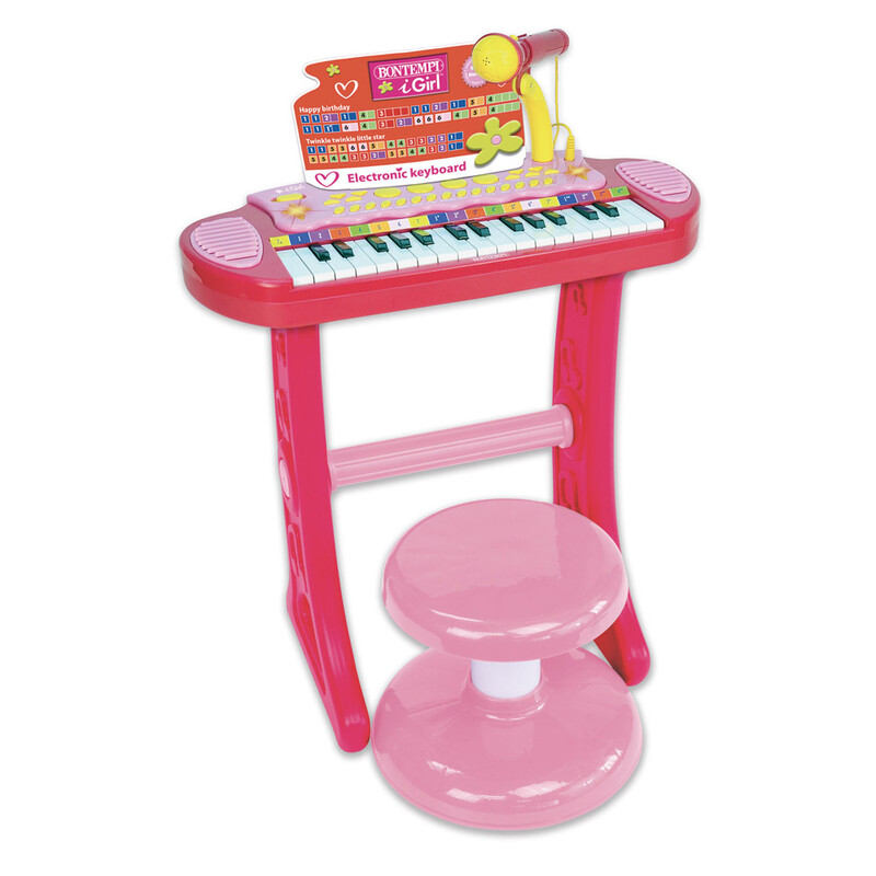 BONTEMPI - Dětské elektronické piano se židlí a mikrofonem