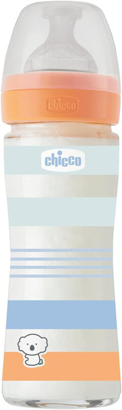 CHICCO - Láhev kojenecká sklo Well-being silikon 240ml kluk