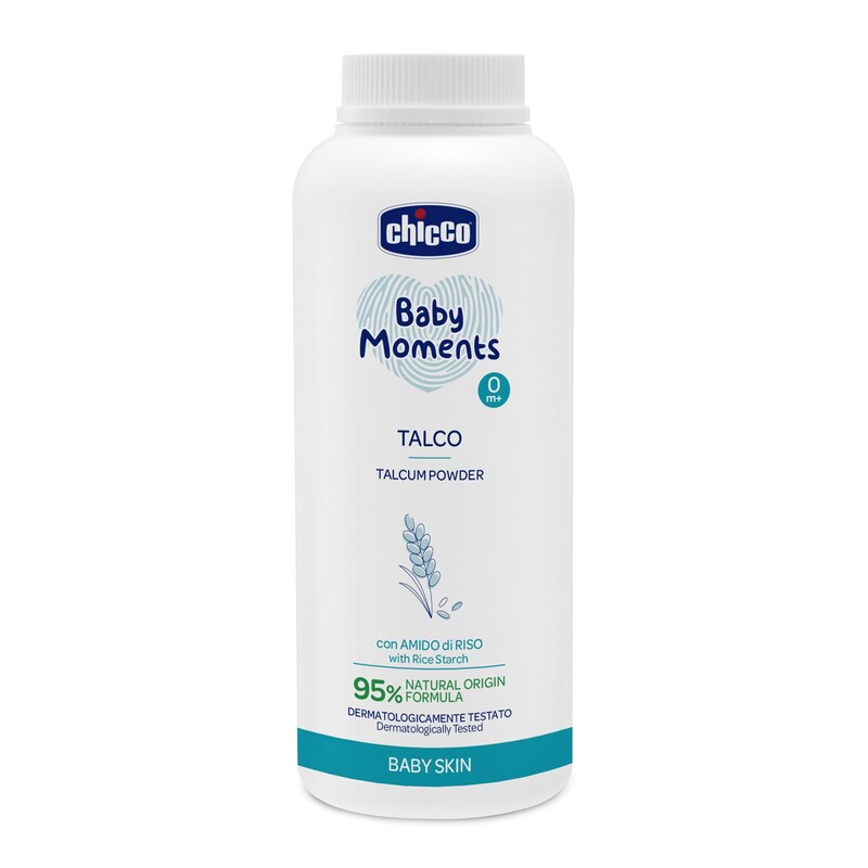 CHICCO - Pudr dětský Baby Moments s rýžovým škrobem 95 % přírodních složek 150 g