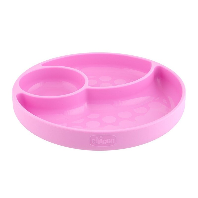 CHICCO - Silikonový talíř růžová 12 m+