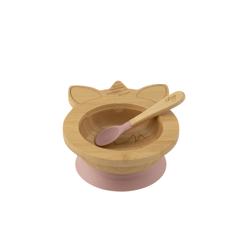 CITRON - Bambusová miska s přísavkou a lžička - Jednorožec