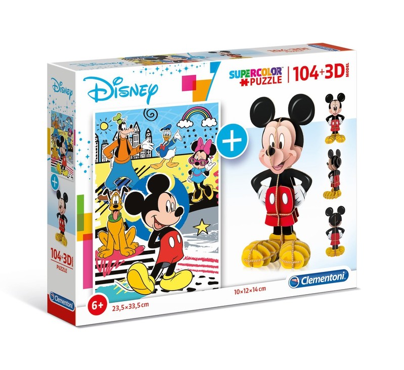 CLEMENTONI - puzzle Disney Mickey 104 + 3D