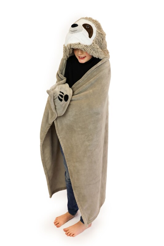 COZY NOXXIEZ - BL809 Lenochod - hřejivá deka s kapucí se zvířátkem a tlapkovými kapsami