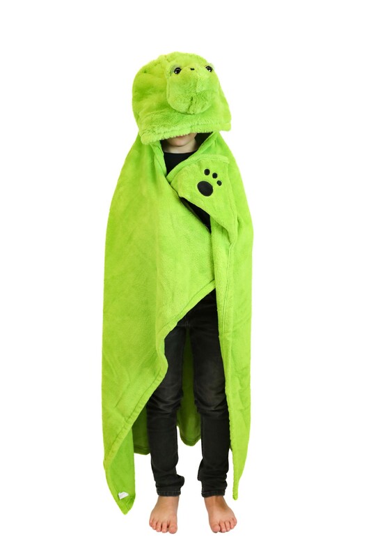 COZY NOXXIEZ - BL817 Želva - hřejivá deka s kapucí se zvířátkem a tlapkovými kapsami