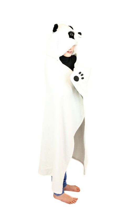 COZY NOXXIEZ - BL823 Panda - hřejivá deka s kapucí se zvířátkem a tlapkovými kapsami