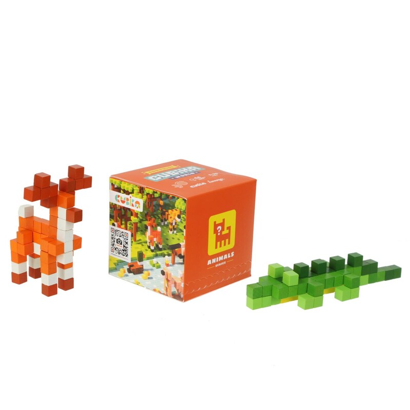 CUBIKA - Cubik 15177 Pixel "Utajené zvířátko" - dřevěná 3D stavebnice 64 kostek