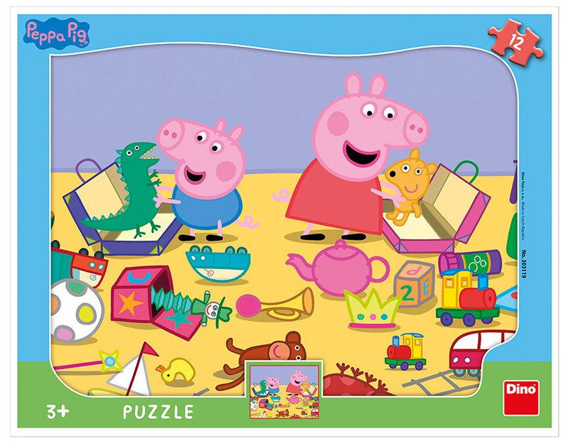 DINO - Peppa Pig Si Hraje 12 dílků Deskové Tvary Puzzle