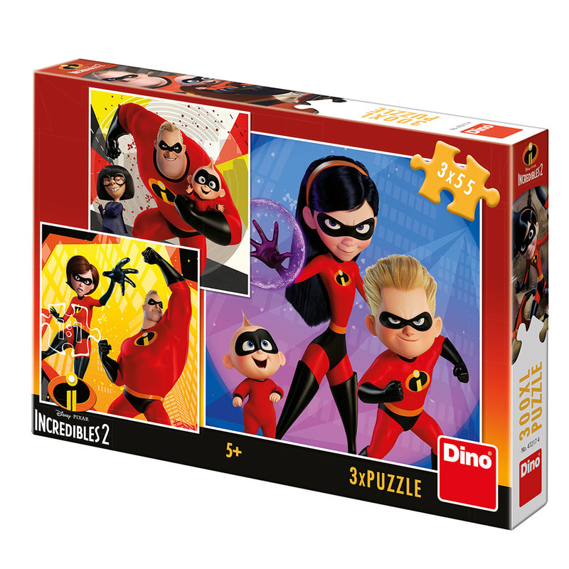 DINOTOYS - rodina úžasných 2: hrdinové 3x55 Puzzle