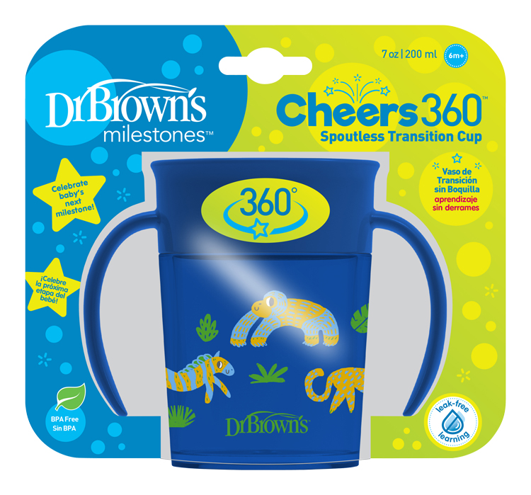 DR.BROWNS - Hrnek Cheers Jungle s držad. 200ml, modrý (TC71006)