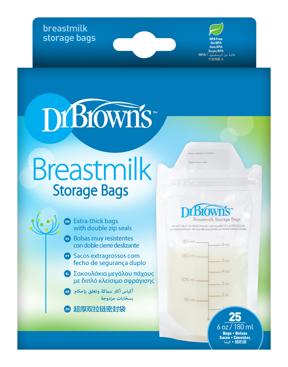DR.BROWNS - Kapsy na uskladnění mateřského mléka 180ml 25ks (S4005)