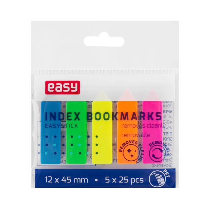 EASY - Záložky plastové , 45x12 mm, mix neón 5 barev á 25 ks