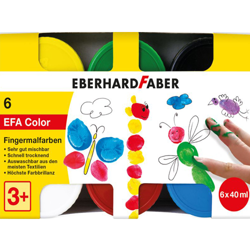 EFA - Barvy prstové 40 ml - sada 6 základních barev