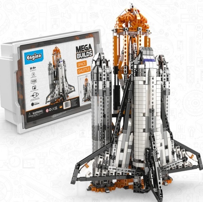 ENGINO - MEGA BUILDS: Challenger raketa (v plastové vaničce s aplikací 3D instrukcí)