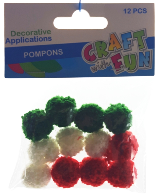 EURO-TRADE - Craft with Fun Pom Pom kuličky barevné 12ks