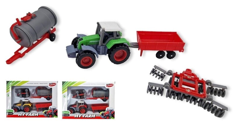 EURO-TRADE - Traktor s přívěsem My Farm 1:72, Mix produktů