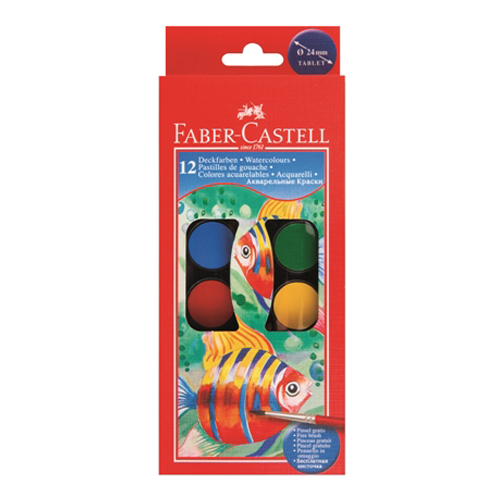 FABER CASTELL - Vodové barvy Faber-Castell 12 barevné, 24mm