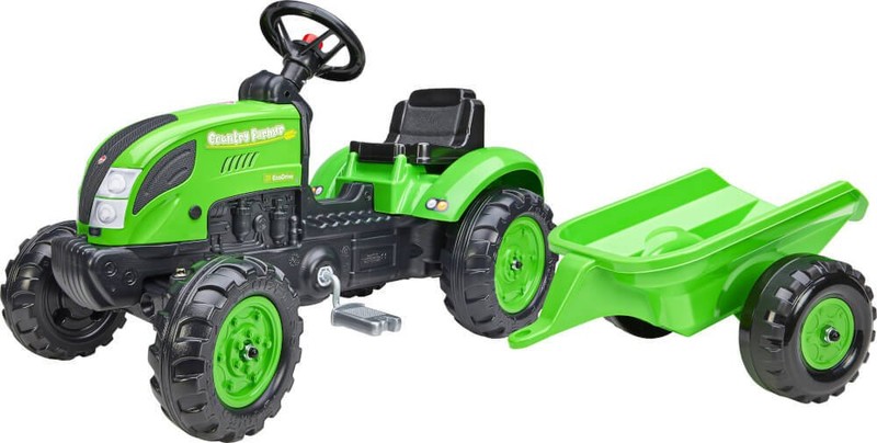 FALK - Šlapací traktor 2057L Country Farmer s přívěsem - zelený