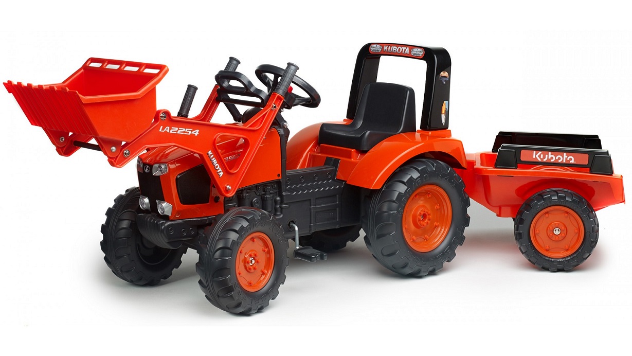 FALK - Šlapací traktor Kubota s nakladačem a vlečkou 2060