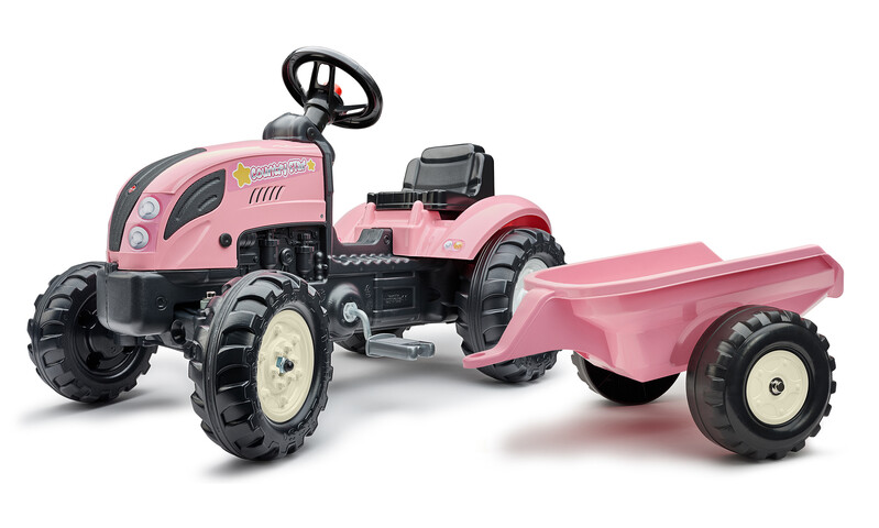 FALK - šlapací traktor s přívěsem Country Star - růžový
