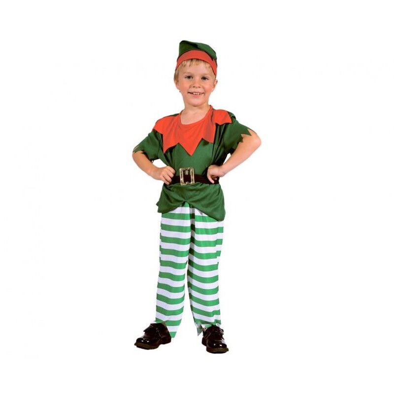 JUNIOR - Dětský kostým Elf (tričko, kalhoty, opasek, čepice), velikost 92/104 cm