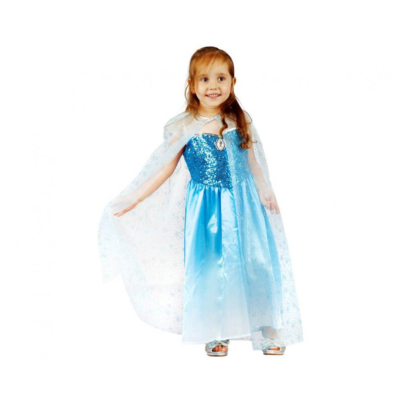 JUNIOR - Dětský kostým Modrá krása (šaty, pelerína), velikost 92/104 cm
