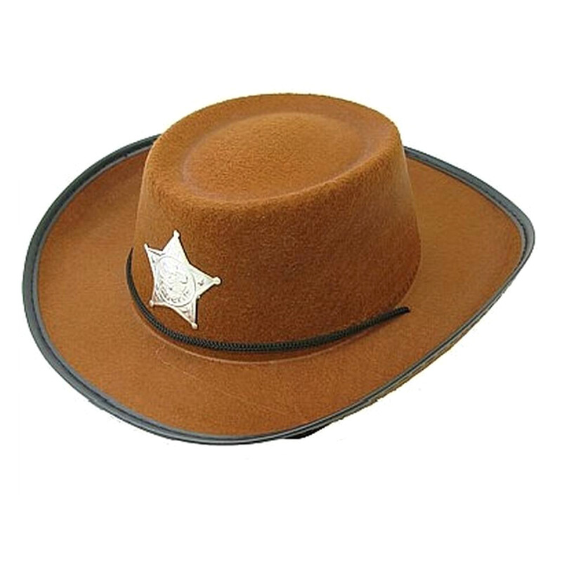 JUNIOR - Kovbojský klobouk s hvězdou, hnědý, velikost S