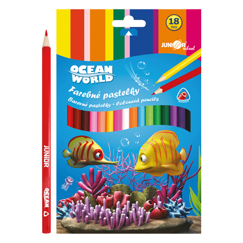 JUNIOR - Pastelky Ocean World trojhrané 18ks