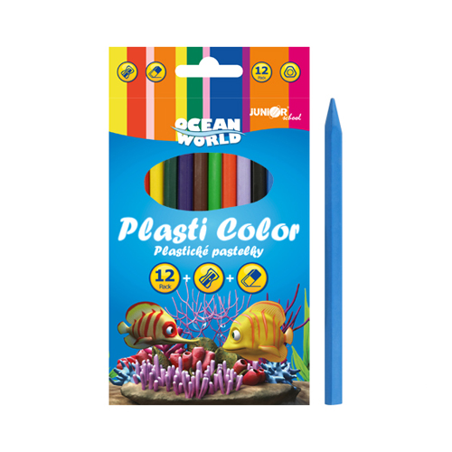 JUNIOR - Plastické pastelky Plasti Color Ocean World - sada 12 ks