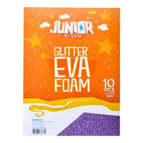 JUNIOR-ST - Dekorační pěna A4 EVA 10 ks fialová tloušťka 2,0 mm glitter