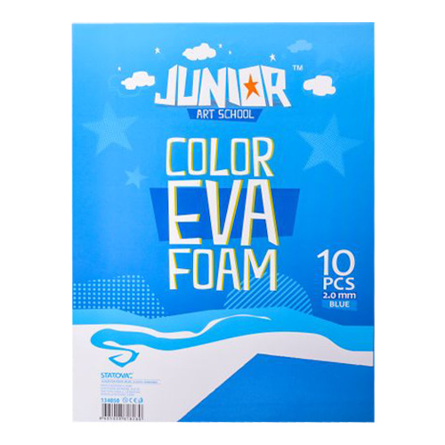 JUNIOR-ST - Dekorační pěna A4 EVA 10 ks modrá tloušťka 2,0 mm