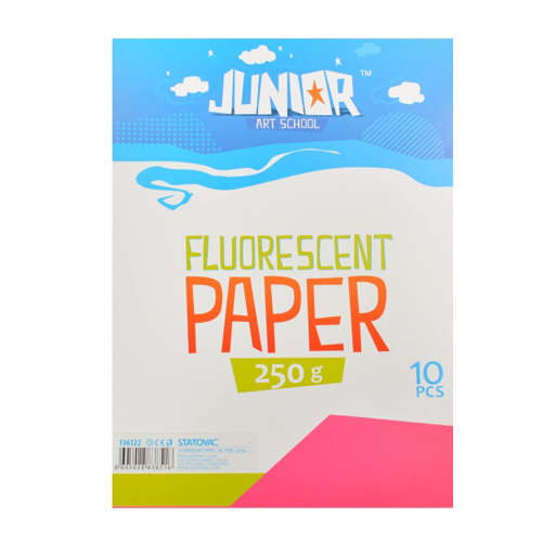 JUNIOR-ST - Dekorační papír A4 Fluo růžový 250 g, sada 10 ks
