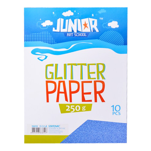 JUNIOR-ST - Dekorační papír A4 10 ks modrý glitter 250 g